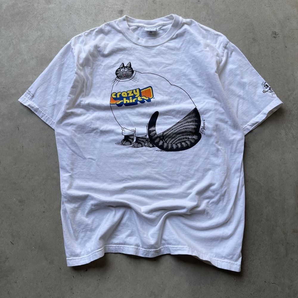 Vintage Crazy Shirts Cat Graphic Tee Hawaii USA Cartoon T Shirt Large 90s Y2K
